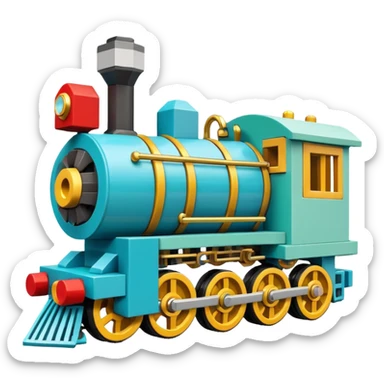 train from the Minecraft Create mod, detailed, blocky, with visible gears and mechanical parts sticker