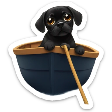 Black puggle on a boat sticker