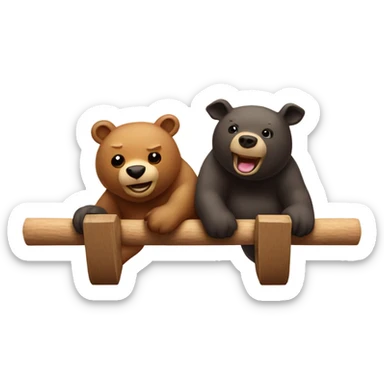 Bear and bull on seesaw  sticker