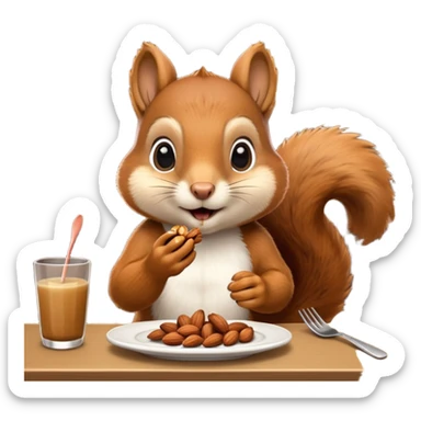 squirrel at a restaurant table sticker
