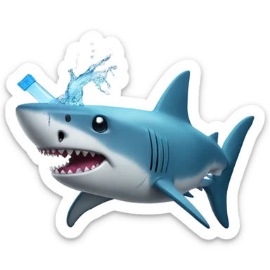Shark wiht water gun sticker