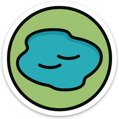 circular lake icon, medium black border, no frame, white background, designed for Little Alchemy element set, color outline sticker