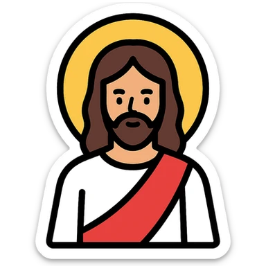 icon of Jesús with a halo, stylized and clean lines, minimal color sticker