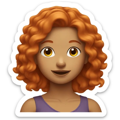 redhead girl with wavy hair doing yoga sticker