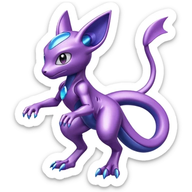 Shiny Anthropomorphic  Genesect-Mewtwo-Fakémon-hybrid-creature (full body)  sticker
