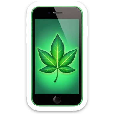 smartphone with a leaf symbol on the screen sticker