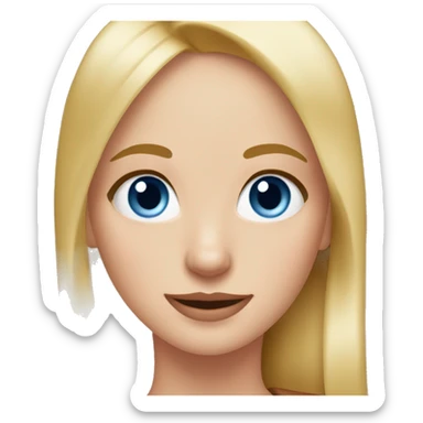Girl with blue eyes blonde hair with a sausage dog  sticker