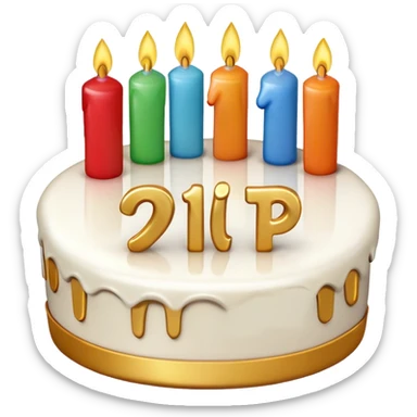 A mathematical Pi number that is celebrating a birthday with a cake sticker