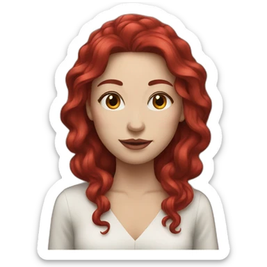 woman with long ruby hair and white skin sticker