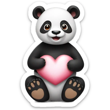 Panda holding a heart sticker