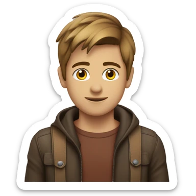 garçon de 18an avec de cheuvex lisse brun et long sticker