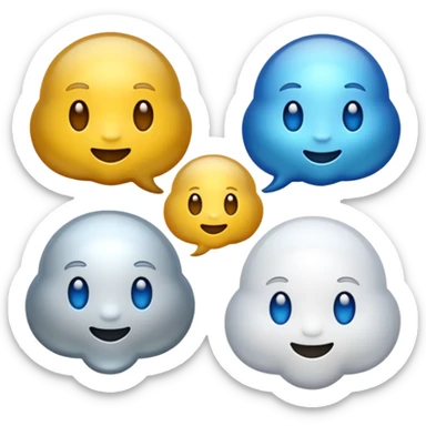 emoji chat burbulas juodai baltas su mettalic efektu sticker