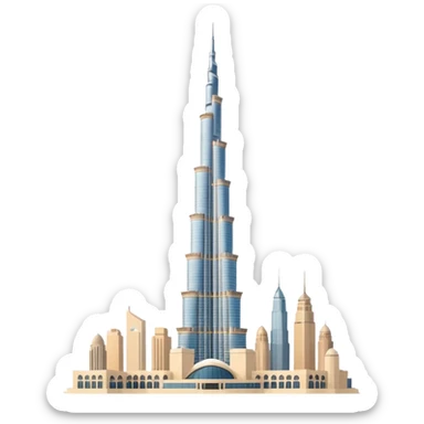 Burj Khalifa in coconut beige color, emoji style, simple and clean, minimalism, soft tones sticker