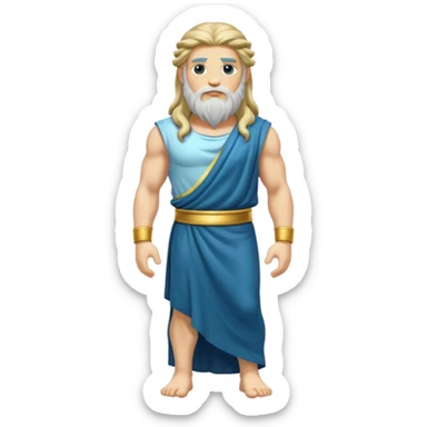 Zeus, whole body, long hair, lightinings, leaning against sticker