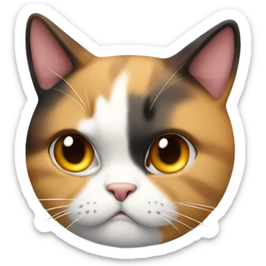 Fat Calico cat full body with angry eyebrows  sticker