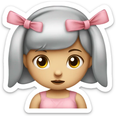  baby girl rabbit sad big eyes with a head bow sticker