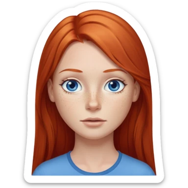 A red head with long straight hair, she has blue eyes  sticker