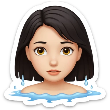 Dark hair girl gets wet sticker