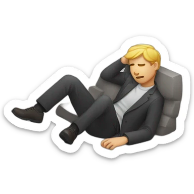 Someone lying on his facec the ground and waiting sticker