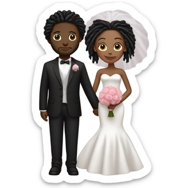 Pink wedding black couple with locs sticker