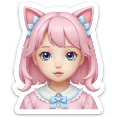 Shiny Blushing Cute Kawaii Beautiful Pastel Lolita Anime Catgirl Trending Style Cottagecore Pastelcore  sticker