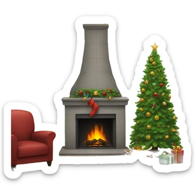 Fireplace and Christmas tree sticker