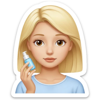 haz una chica rubia haciendose su skincare sticker