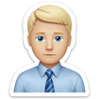 A guy with blonde hair and blue eyes that looks masculine. make him wear a shirt with a tie. he is danish sticker