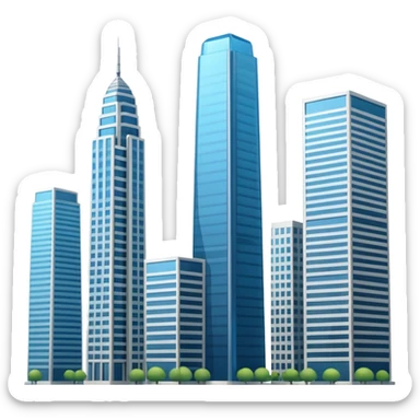 generate a realistic skyscraper and several smaller ones nearby sticker