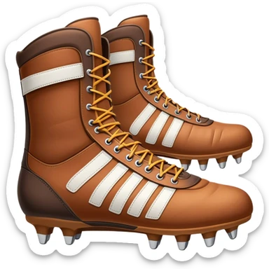 Cinematic Realistic image of a pair of rugby boots, showcasing sturdy leather construction, detailed cleat patterns and textured surfaces, illuminated by vibrant outdoor lighting that captures their athletic purpose sticker