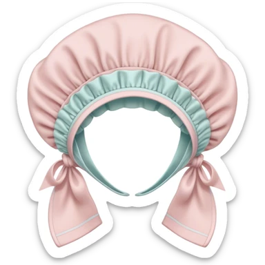 A standalone bonnet, soft fabric, pastel color, simple and classic — no face, no head. sticker