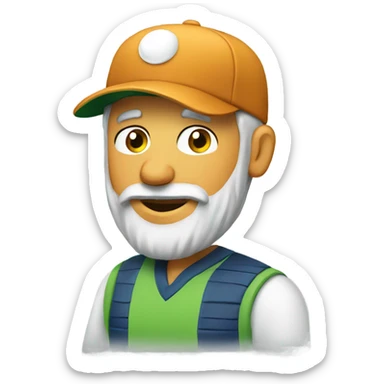 Beared man with cap playing golf sticker