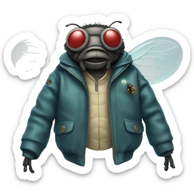 Fly wearing a jacket  sticker
