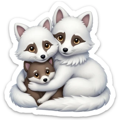 Arctic fox and dog hugging sticker