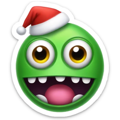 googly eyed monster with a santa hat sticker