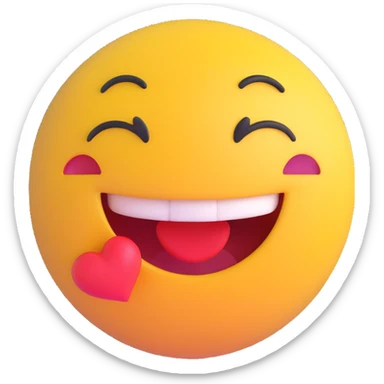 3D smiley emoji, round shape, in love, giving a kiss, no body sticker