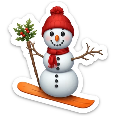 Snowman skiing sticker