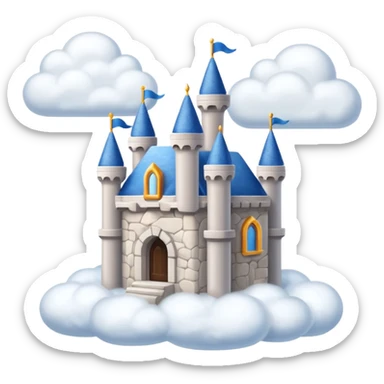 Cloud Castle – White castle resting on fluffy clouds sticker