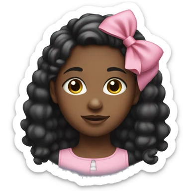 black girl with pink bow in a side ponytail  sticker