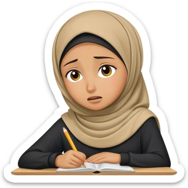 hijabi student suffering and crying while studying sticker