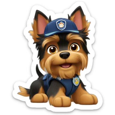Yorkshire terrier in paw patrol sticker