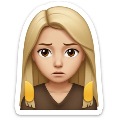 Mujer color de piel moreno claro, con cabello rubio largo, lacio y suelto, ojos negros, molesta  sticker