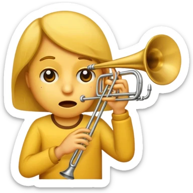 Emoji triste tocando el trombón sticker