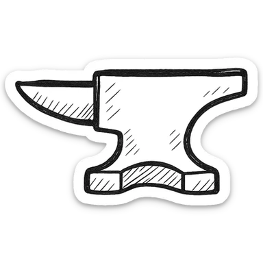 anvil, hand-drawn sketch style sticker