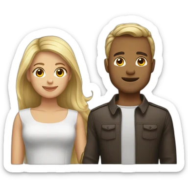 Femme brune avec homme blond sticker