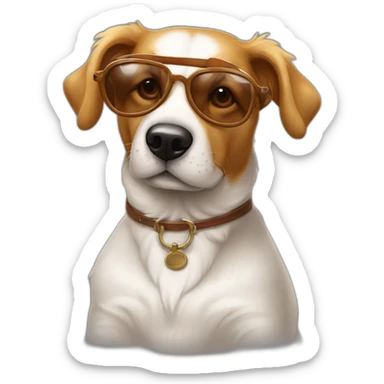 Chien Épagneul breton amusant avec des lunettes de soleil et une pinte de bierre sticker