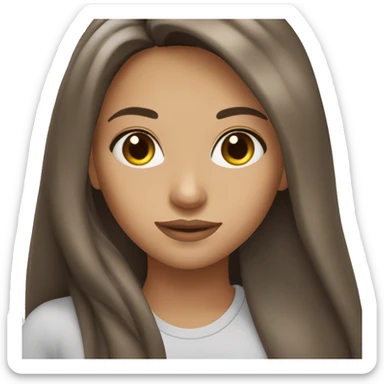 Brunette girl pretty brown eyes long hair sticker