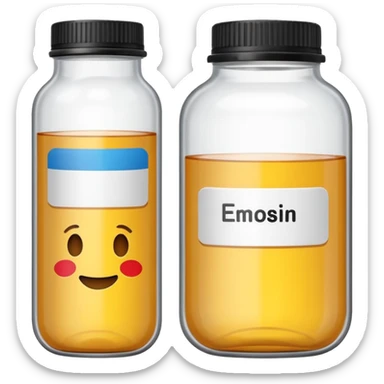 emoji of tubes and jar with brand labels, minimalistic design sticker