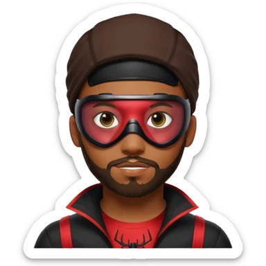 Miles Morales with beard, eye mask, low fade sticker