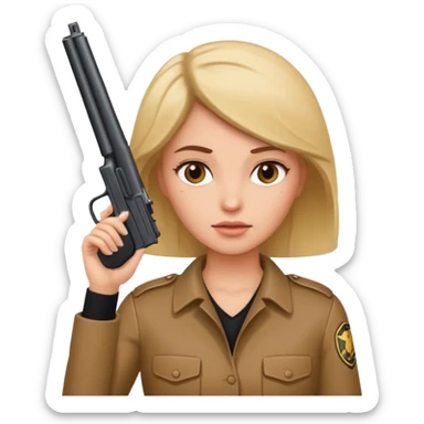 Woman holding gun to head sticker
